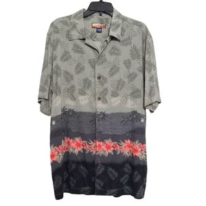 🔵BOGO FREE🔵 Havana Jack's Cafe 100% Silk Hawaiian Short Sleeve Shirt Sz L